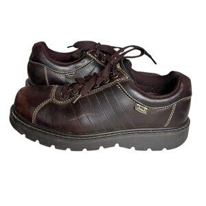 SKECHERS Vintage Brown Oxford Shoes Lace Up Y2K Contrast Stitching Mens Size 8